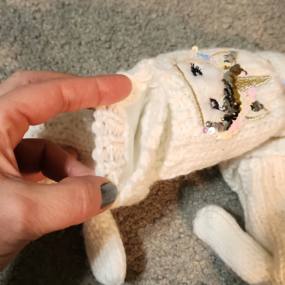 White sequins Unicorn Flip Texting mittens lg/ xl 8+ childrens place